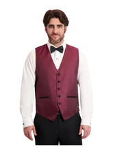 Load image into Gallery viewer, Jacquard Tuxedo Vest and Tie Set- Burgundy
