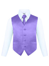 Load image into Gallery viewer, Boy&#39;s 4 Piece Vest Set, with Bow Tie, Neck Tie &amp; Pocket Hankie
