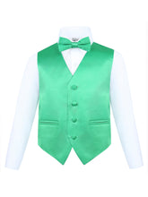 Load image into Gallery viewer, Boy's 4 Piece Vest Set, with Bow Tie, Neck Tie & Pocket Hankie