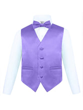 Load image into Gallery viewer, Boy&#39;s 4 Piece Vest Set, with Bow Tie, Neck Tie &amp; Pocket Hankie
