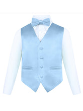 Load image into Gallery viewer, Boy's 4 Piece Vest Set, with Bow Tie, Neck Tie & Pocket Hankie