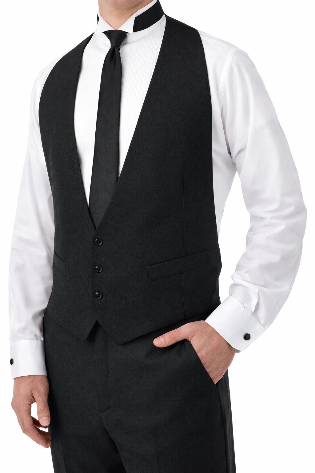 princess polly baby blue dress Men's Black Satin Double Breasted Waistcoat Black Tie Dinner Vest main image 1