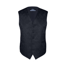 Load image into Gallery viewer, S.H. Churchill &amp; Co. Men&#39;s Black Paisley Vest Set, with Bow Tie, Neck Tie and Pocket Hanky
