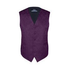 Load image into Gallery viewer, S.H. Churchill &amp; Co. Men&#39;s Purple Paisley Vest Set, with Bow Tie, Neck Tie and Pocket Hanky
