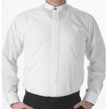 Load image into Gallery viewer, Men&#39;s Mandarin Fly Front Tuxedo Shirt with Black Piping
