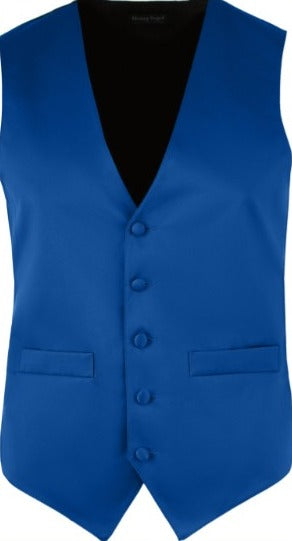 Men's Royal Blue Satin Tuxedo Vest and Tie Set