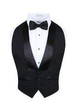 Load image into Gallery viewer, S.H. Churchill & Co. Men's Classic Formal Wool Black Backless Tuxedo Vest And Bow Tie