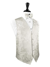 Load image into Gallery viewer, 100% Silk Ivory Tapestry Pattern Tuxedo Vest and Tie Set
