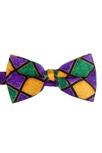 Load image into Gallery viewer, Purple Mardi Gras Harlequin Tuxedo Vest and Bowtie Set