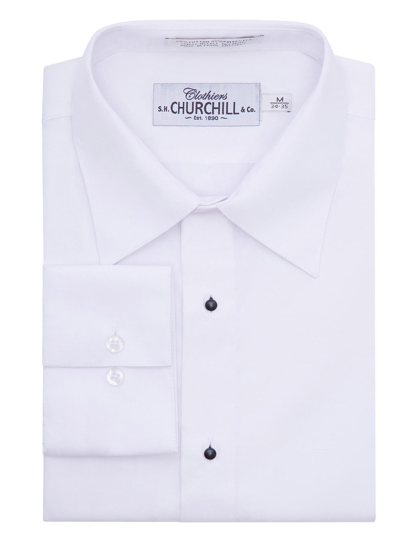 Men's White Non-Pleated Laydown Collar Tuxedo Shirt