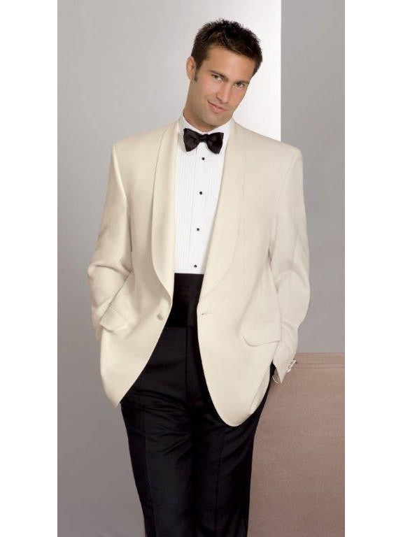 Men's White Slim Fit Shawl Dinner Jacket on Sale Buy a White