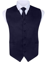 Load image into Gallery viewer, S.H. Churchill &amp; Co. Men&#39;s 4 Piece Navy Vest Set, with Bow Tie, Neck Tie &amp; Pocket Hankie
