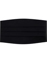 Load image into Gallery viewer, Black 100% Silk Cummerbund & Self Tie Bow Tie Set