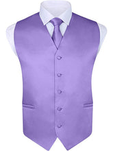 Load image into Gallery viewer, S.H. Churchill &amp; Co. Men&#39;s 4 Piece Light Purple Vest Set, with Bow Tie, Neck Tie &amp; Pocket Hankie
