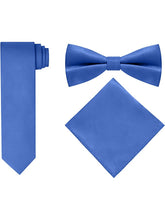 Load image into Gallery viewer, S.H. Churchill & Co. Men's 4 Piece Royal Blue Vest Set, with Bow Tie, Neck Tie & Pocket Hankie