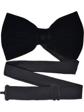 Load image into Gallery viewer, S.H. Churchill & Co. Men's Black Velvet Bow Tie and Pocket Square Set