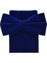 Load image into Gallery viewer, S.H. Churchill &amp; Co. Men&#39;s Royal Blue Velvet Bow Tie and Pocket Square Set

