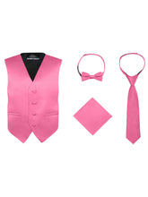Load image into Gallery viewer, S.H. Churchill &amp; Co. Boy&#39;s 4 Piece Vest Set, with Bow Tie, Neck Tie &amp; Pocket Hankie
