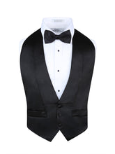 Load image into Gallery viewer, S.H. Churchill &amp; Co. Men&#39;s Satin Black Backless Vest &amp; Bow Tie Set
