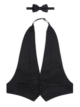 Load image into Gallery viewer, S.H. Churchill &amp; Co. Men&#39;s Satin Black Backless Vest &amp; Bow Tie Set
