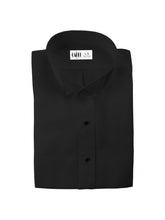 Load image into Gallery viewer, Black Wing Collar Non-Pleated (Lucca) Tuxedo Shirt by Cardi - Ultra Soft Fabric
