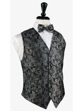 White Tapestry Silk Tuxedo Vest