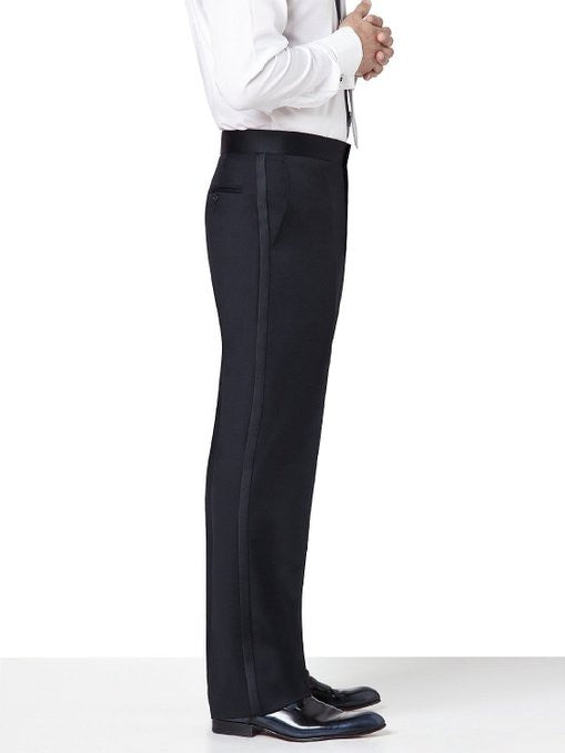 Black Flat Front Comfort Waist Tuxedo Pants, Black / 30 Black Flat Front Comfort Waist Tuxedo Pants, Black / 30