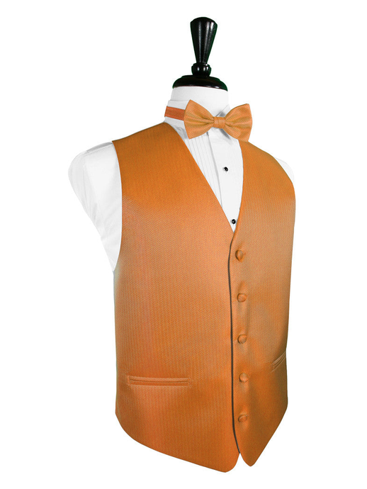 Tangerine Herringbone Tuxedo Vest By Cardi