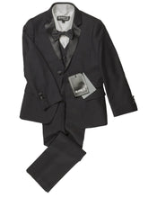 Load image into Gallery viewer, "Kingston" Boys Black 5-Piece Tuxedo Luxury Wool Blend