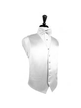 Load image into Gallery viewer, White Noble Silk Full Back Tuxedo Vest and Tie Set by Cardi
