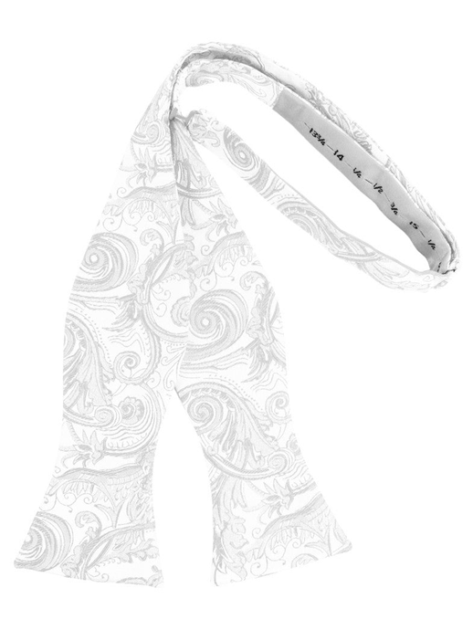 White Satin Tapestry Self-Tie Formal Bow Tie