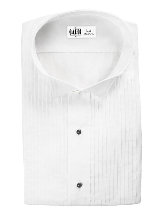 White Pleated Wing Collar (Dante) Tuxedo Shirt by Cardi - Ultra Soft Fabric