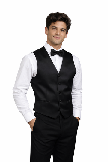 men’s black vest set formal outfit wedding style