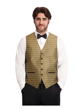 Load image into Gallery viewer, Wave Jacquard Tuxedo Vest (#132V) - Gold and Tie Set
