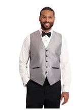 Load image into Gallery viewer, Jacquard Tuxedo Vest (#146V) - Silver and Tie Set

