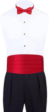 Load image into Gallery viewer, Red Silk Formal Cummerbund &amp; Pre-Tied Bowtie Boxed Gift Set
