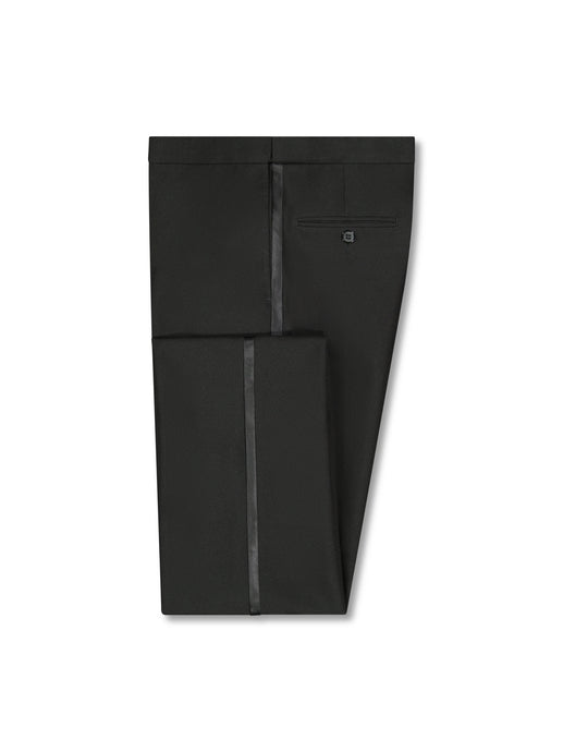 Men's Black, Adjustable-Waist, Pleated Front Tuxedo Pants with