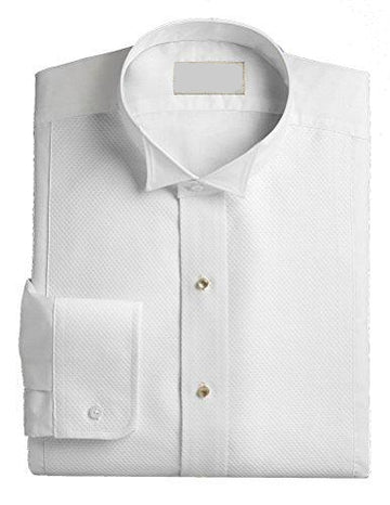 White Pique Wing Collar Tuxedo Shirt