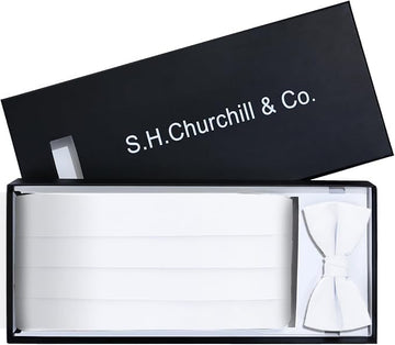 White Silk Formal Cummerbund & Pre-Tied Bowtie Boxed Gift Set