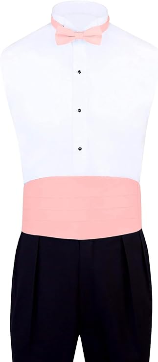Peach Satin Cummerbund and bowtie set