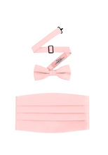 Load image into Gallery viewer, Peach Satin Cummerbund and bowtie set by S.H.Churchill
