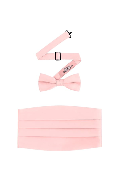 Peach Satin Cummerbund and bowtie set by S.H.Churchill