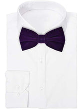 Load image into Gallery viewer, S.H. Churchill &amp; Co. Men&#39;s Deep Purple Velvet Bow Tie and Pocket Square Set
