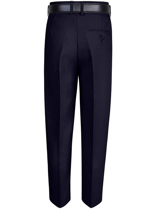Boys Navy Comfort Waist Dress Pants with Belt