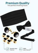 Load image into Gallery viewer, Satin Cummerbund Set with Silver Cufflinks and Studs- Boxed Set
