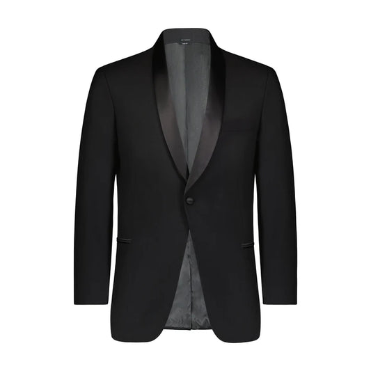 Men's 100% Wool Black Slim Fit Tuxedo Jacket with Shawl Collar