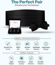 Load image into Gallery viewer, Silk Self-Tie Cummerbund Set with Cufflinks and Studs- Boxed Set
