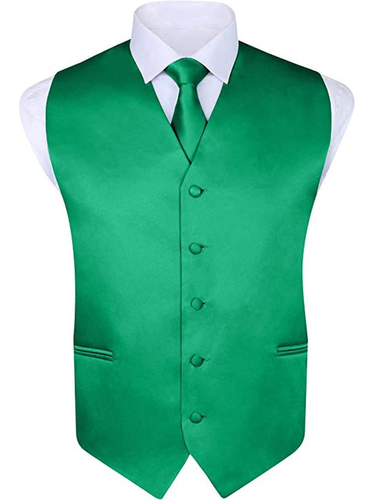 Men's 4 Piece Kelly Green Formal Vest Set