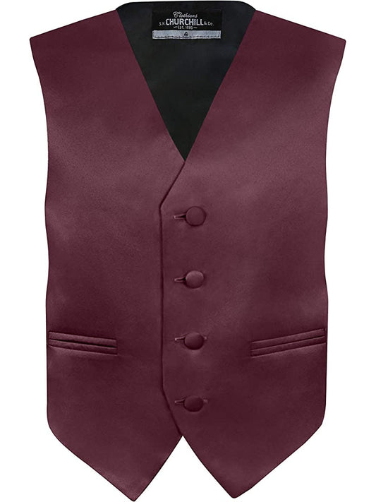 Boys Burgundy 4-Piece Formal Vest Set with Tie, Bow Tie & Pocket Square