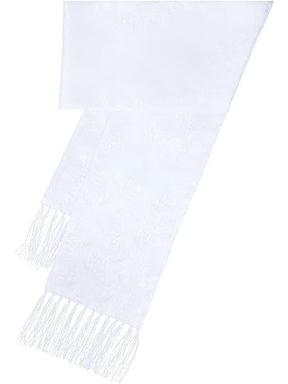 Men's White Formal Paisley Scarf